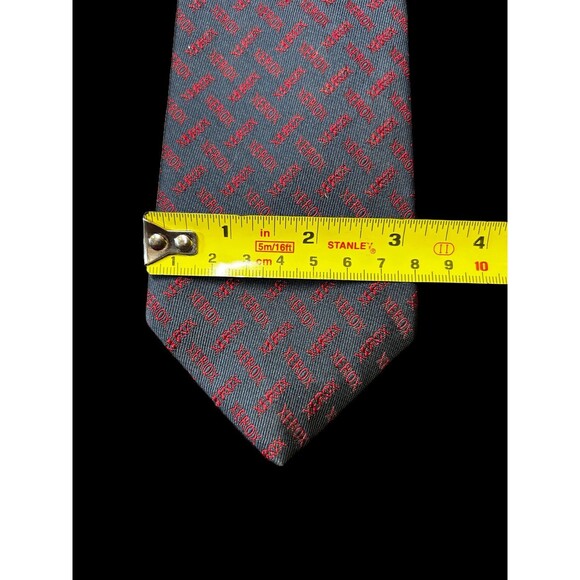 Vintage Hampton Hall Ltd New York Xerox advert Polyester Necktie - Dark Navy/Red - Picture 4 of 4
